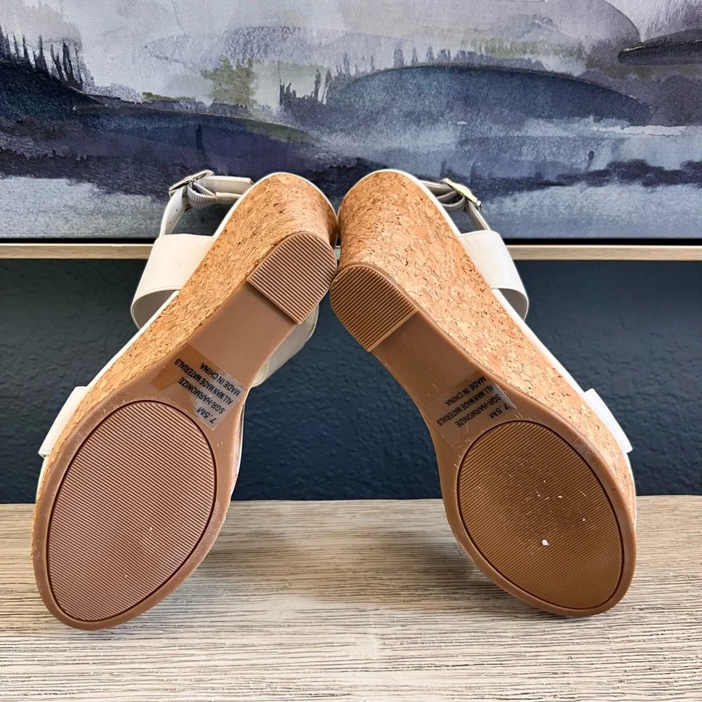 Sugar White Cork Wedge Sandals